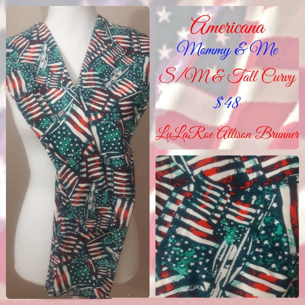 3/$30 - Lularoe Leggings - Americana - NWOT